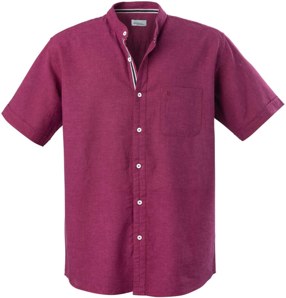 Henson&Henson Herren Stehkragenhemd kurzarm