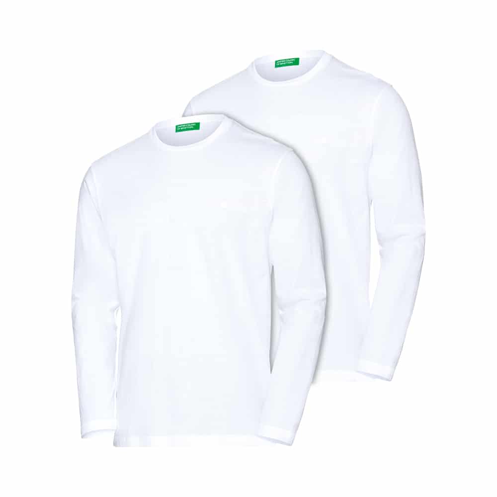Benetton 2er Pack Herren Langarm-Shirts